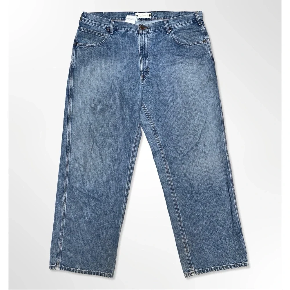 Vintage Carhartt Jeans Loose Baggy Fit Wide Leg Men's 40x32 Blue Denim Workwear